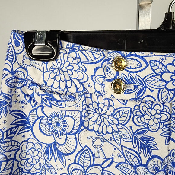 Lilly Pulitzer Blue Floral Cotton Cropped Pants Size S - Picture 3 of 9